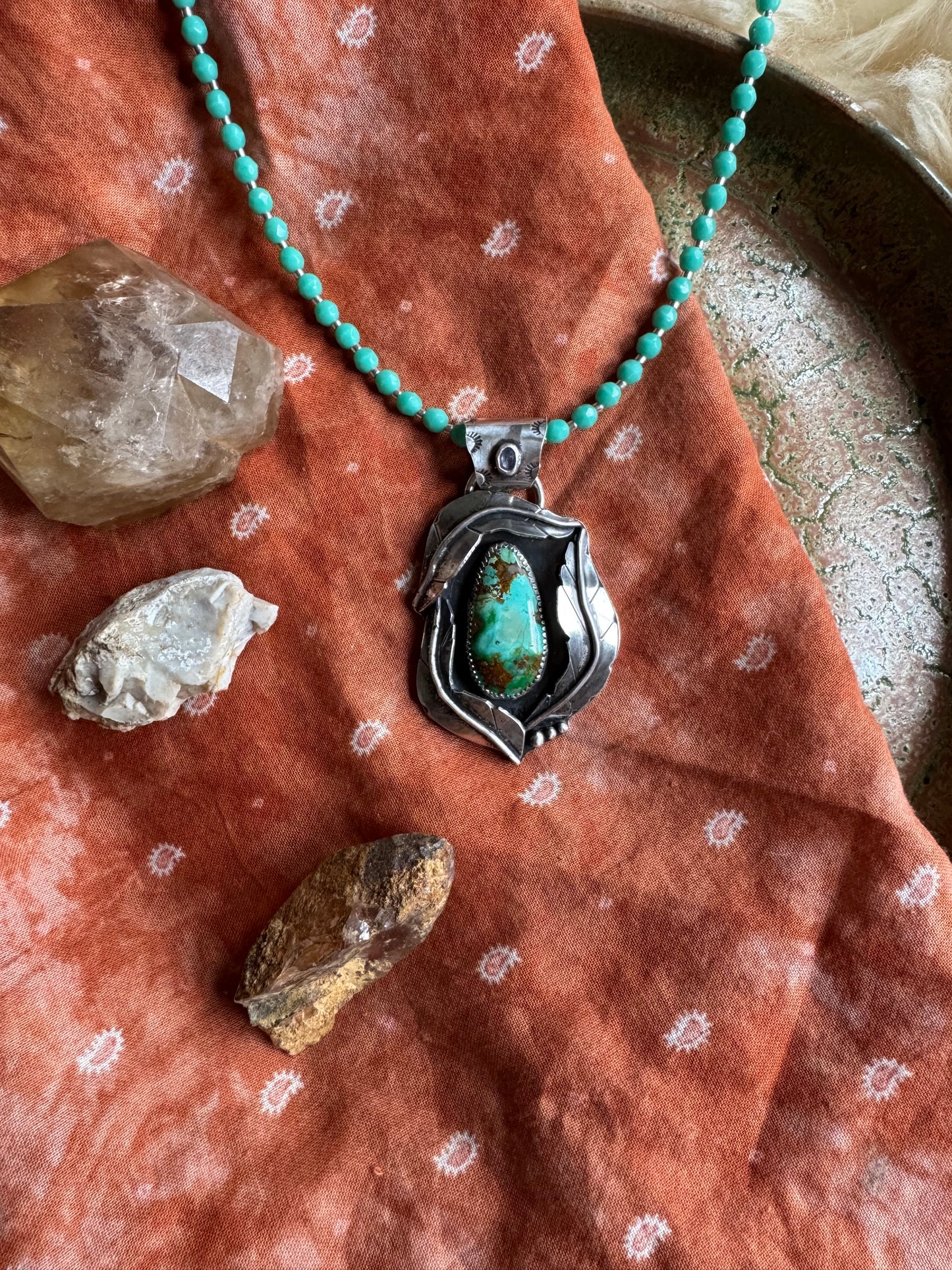 Sonoran Mountain Turquoise Pendant with Tanzanite