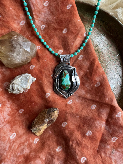 Sonoran Mountain Turquoise Pendant with Tanzanite