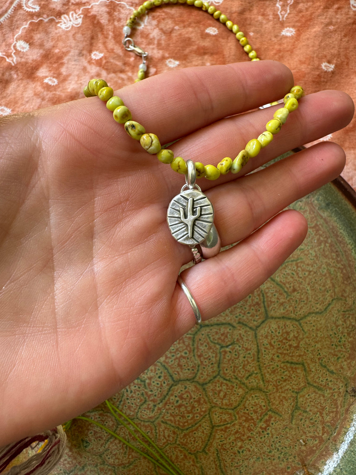 Saguaro Medallion on Palomino Turquoise