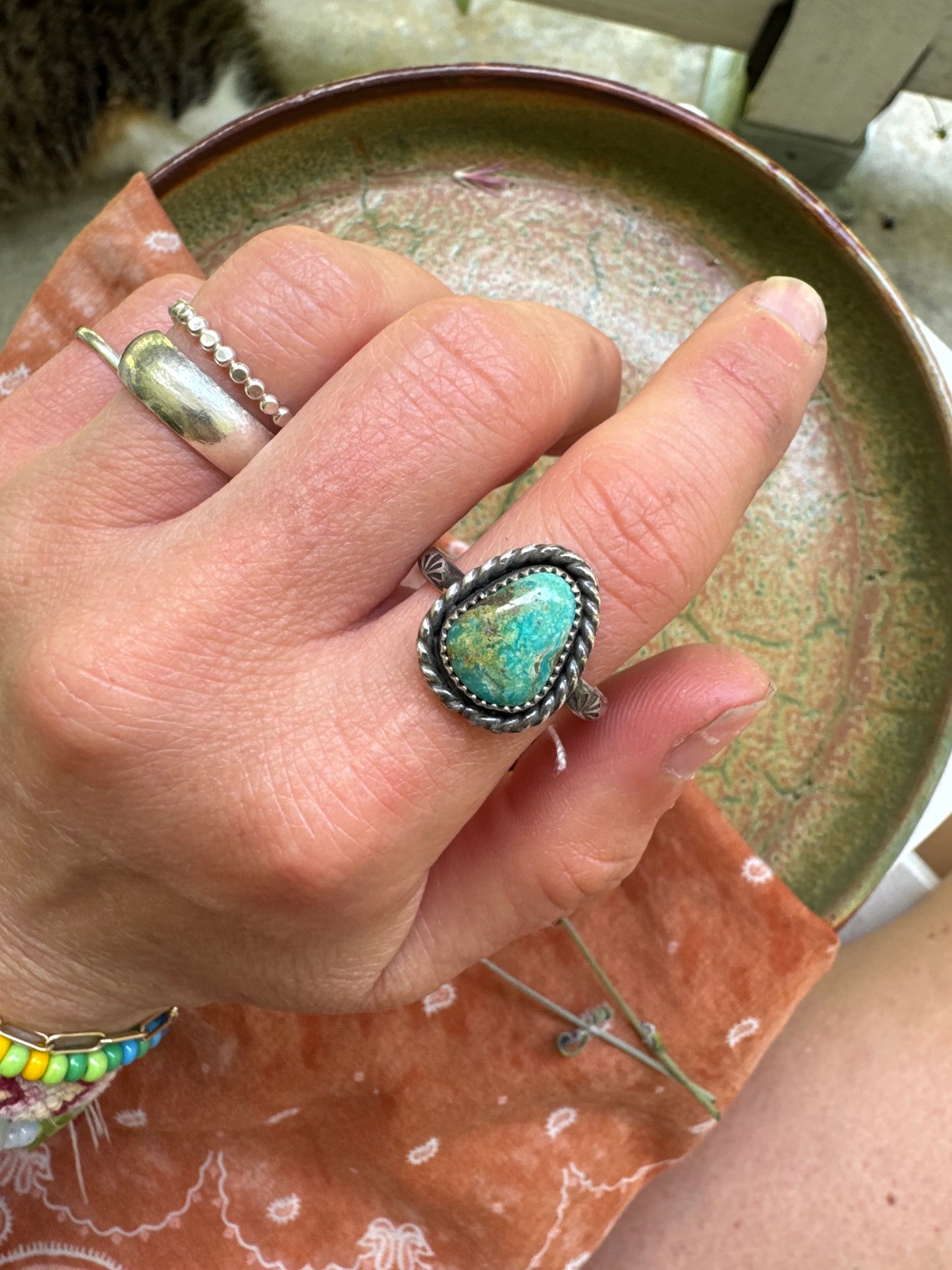 Sonoran Rose Turquoise Ring - Size 11