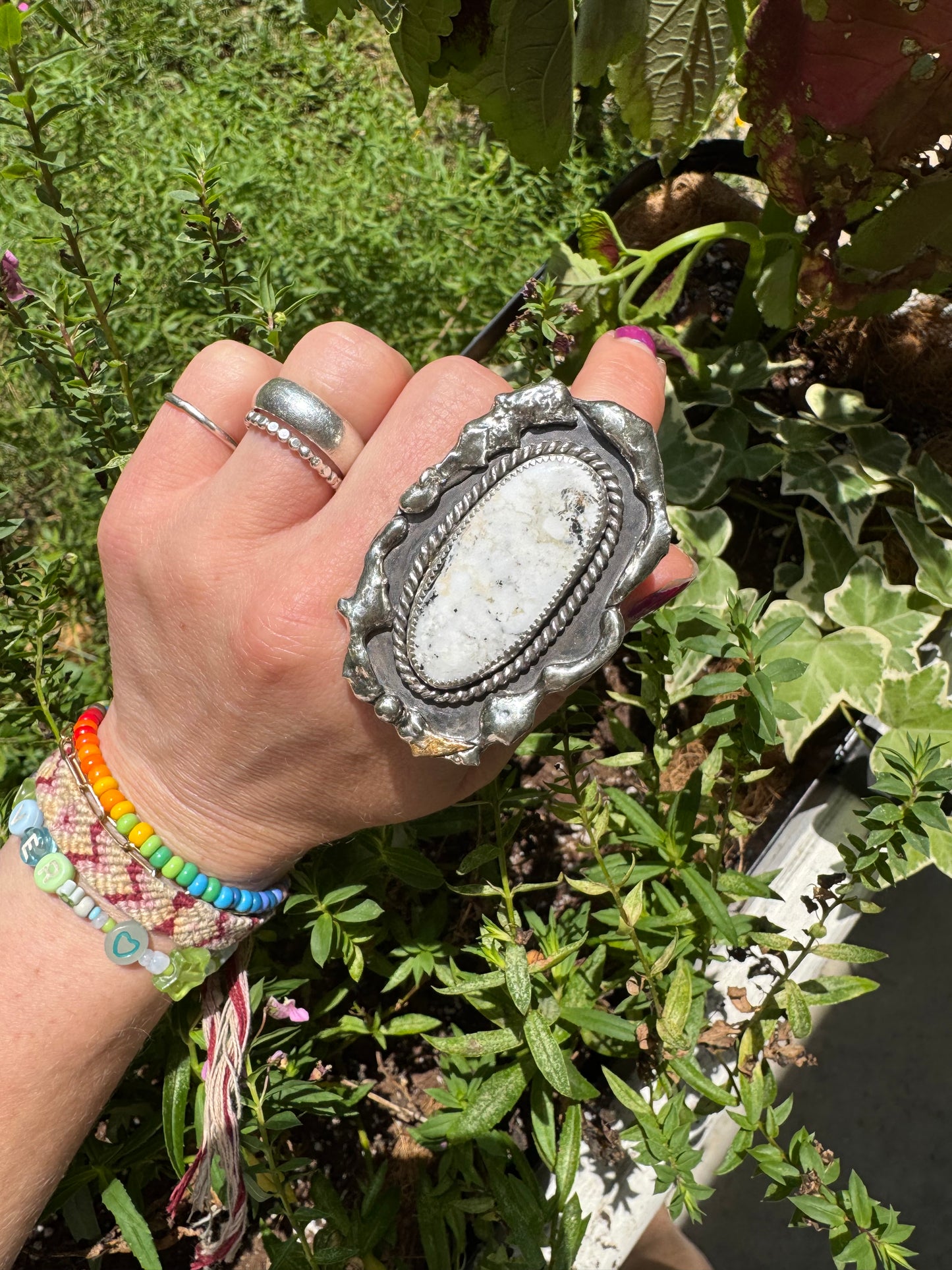 White Buffalo "Shasta" Ring - Size 7 1/2 to 9 - adjustable
