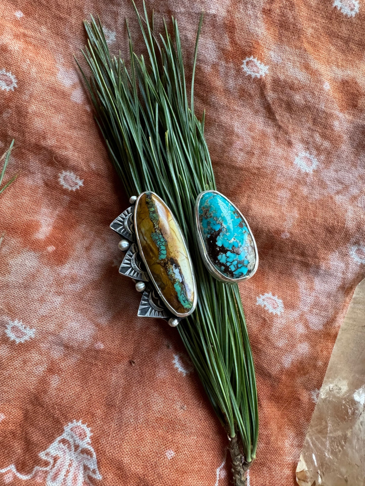 Turquoise "Sisters" ring - size 9 1/2 to 10