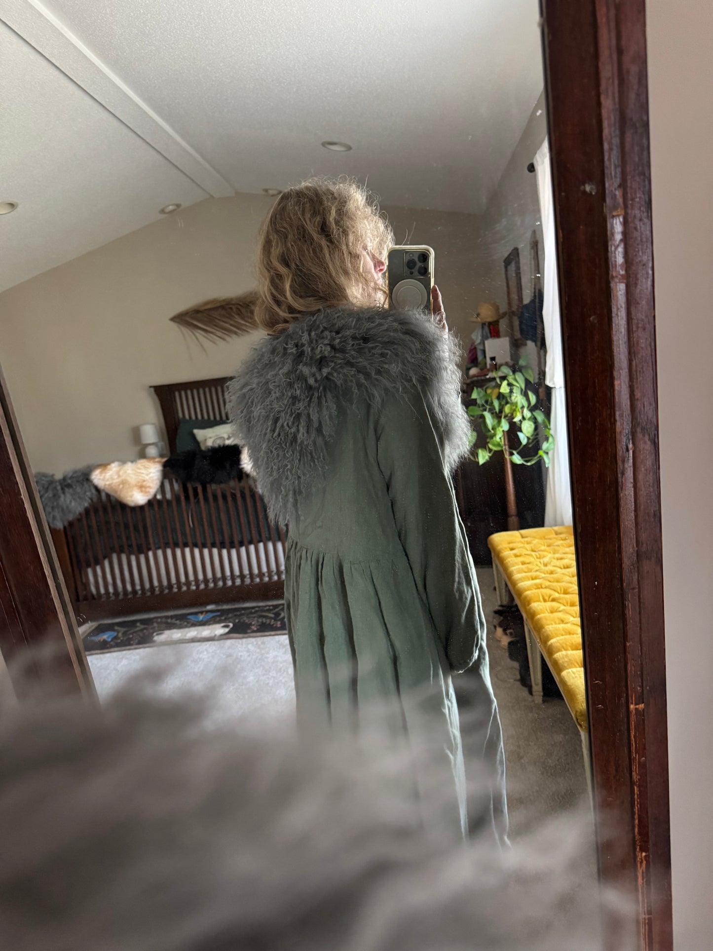 Grey Curly Wool Collar - Natural neck ties