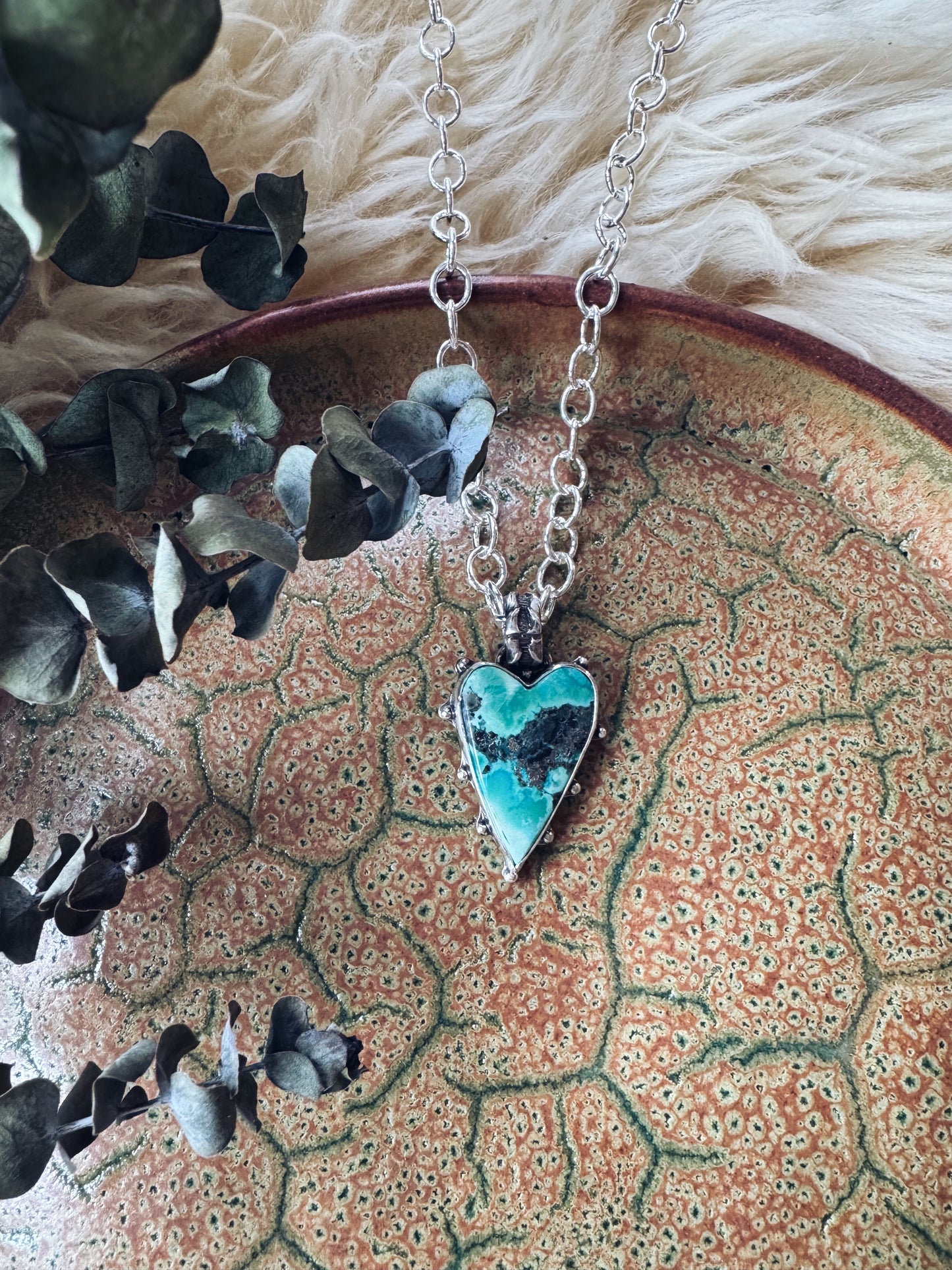 Blue Turquoise "Heart Swell" Statement Necklace