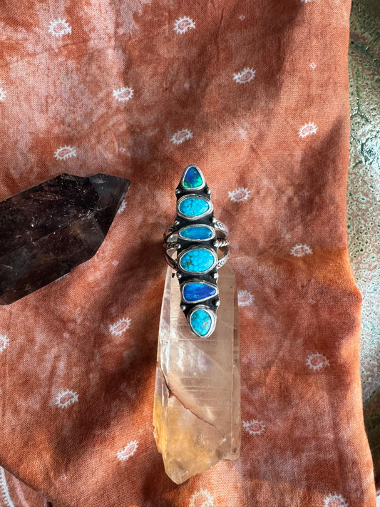 6 Stone Statement Ring - Size 7 1/2