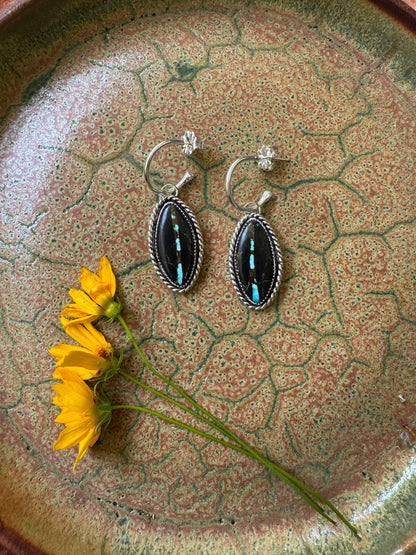 Black Jack Turquoise Small Hoops