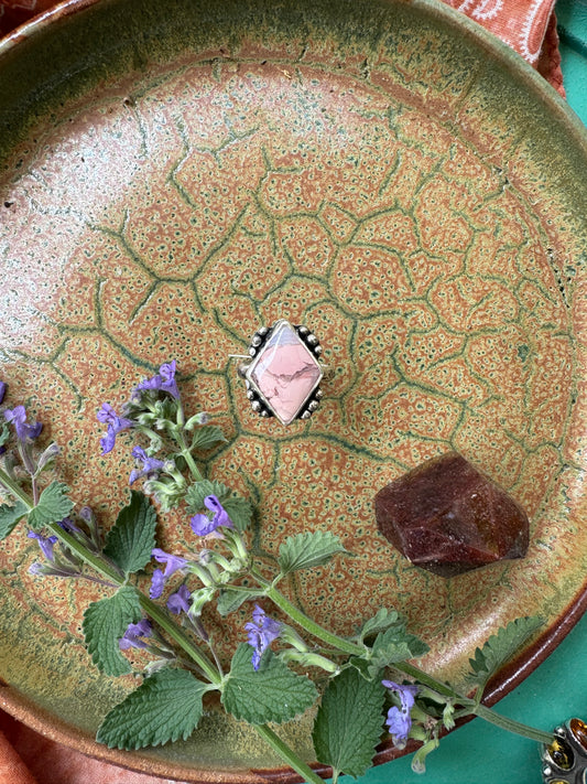 Cotton Candy Agate "waypoint" Ring - size 9