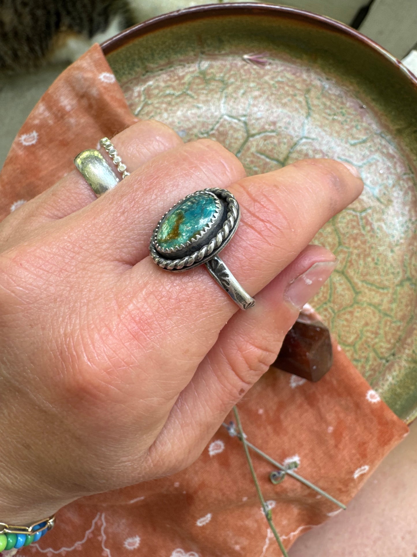 Sonoran Rose Turquoise Ring - Size 8.5
