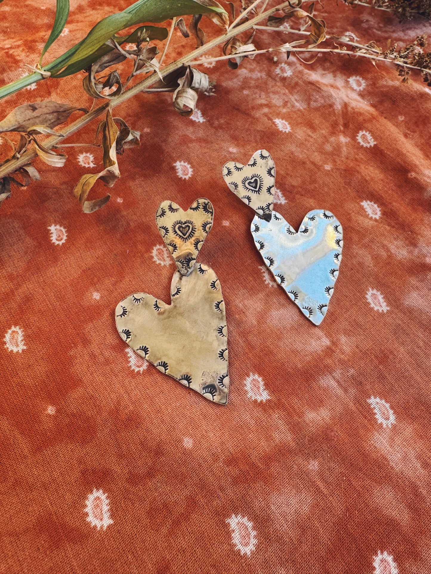 Heart Swell Earrings - Stamped design