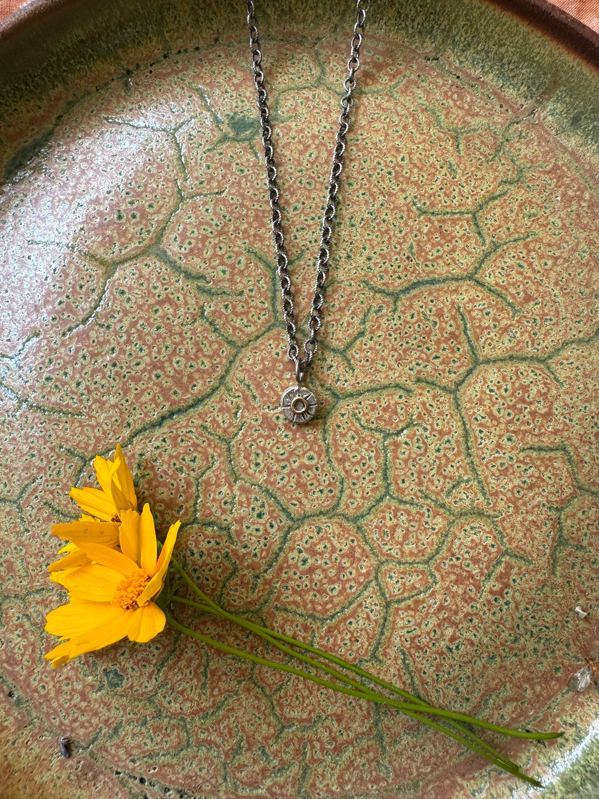 Mini Eclipse Medallion Talisman on pattern chain
