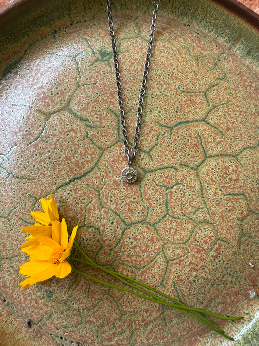 Mini Eclipse Medallion Talisman on pattern chain