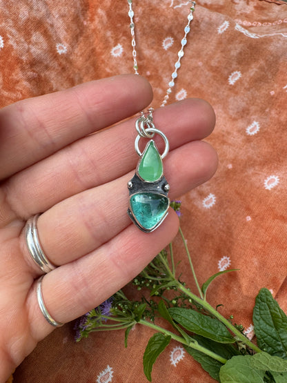 Lagoon Tourmaline & Chrysoprase Talisman Necklace