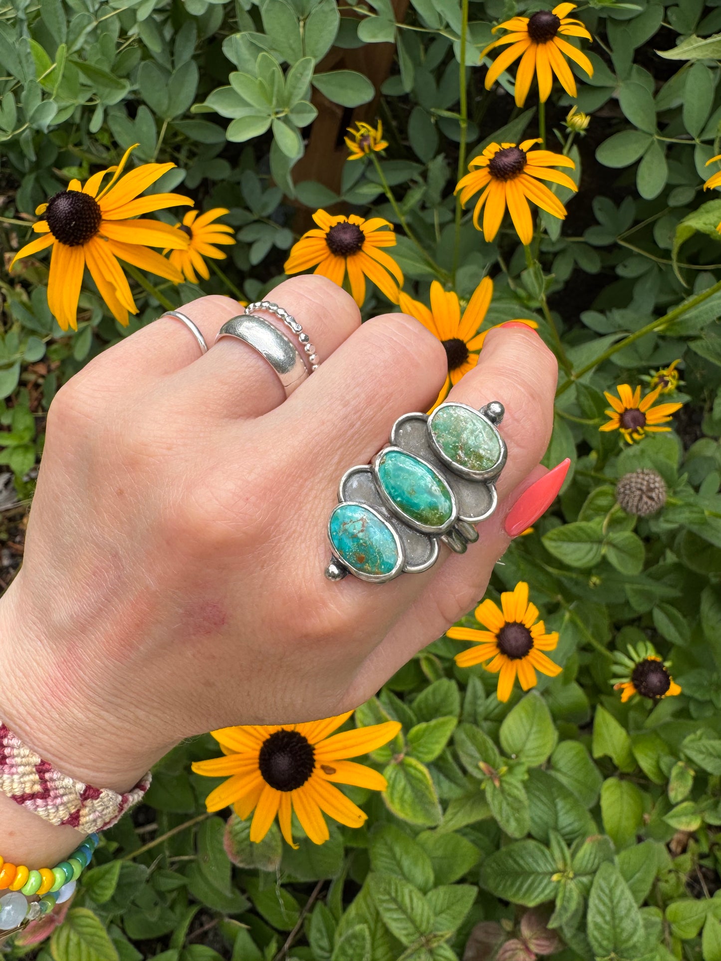 Carico Lake Turquoise Ring - Size 8,9,10 - adjustable