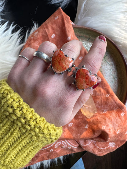 Coral Heart Swell Ring - size 7 1/2