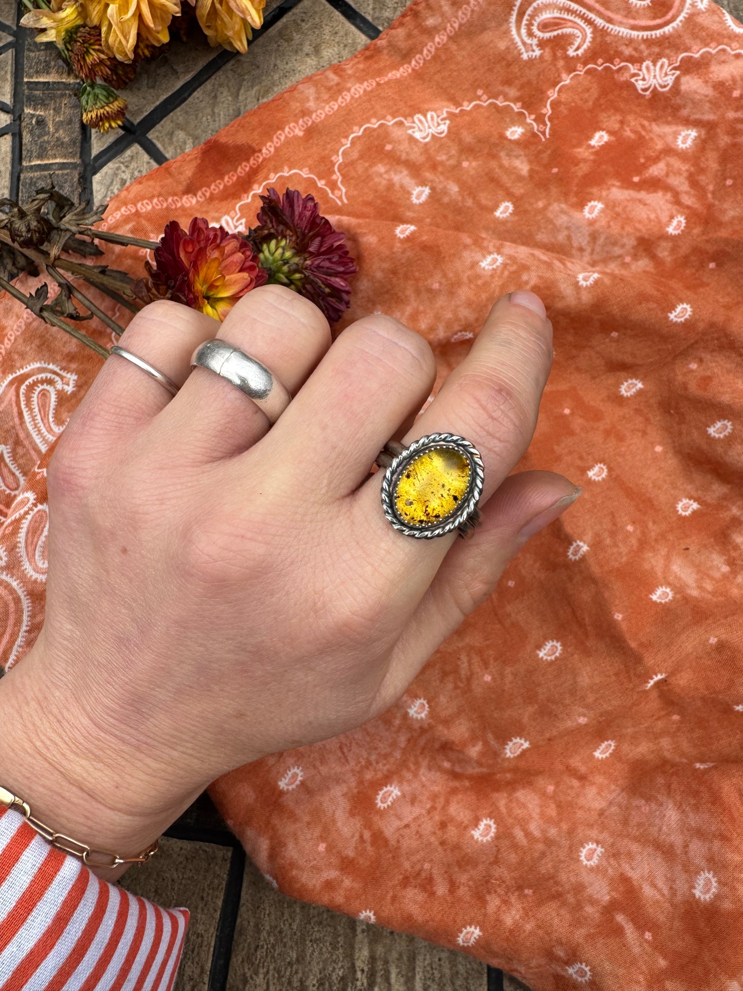 Amber Statement Ring - Size 10