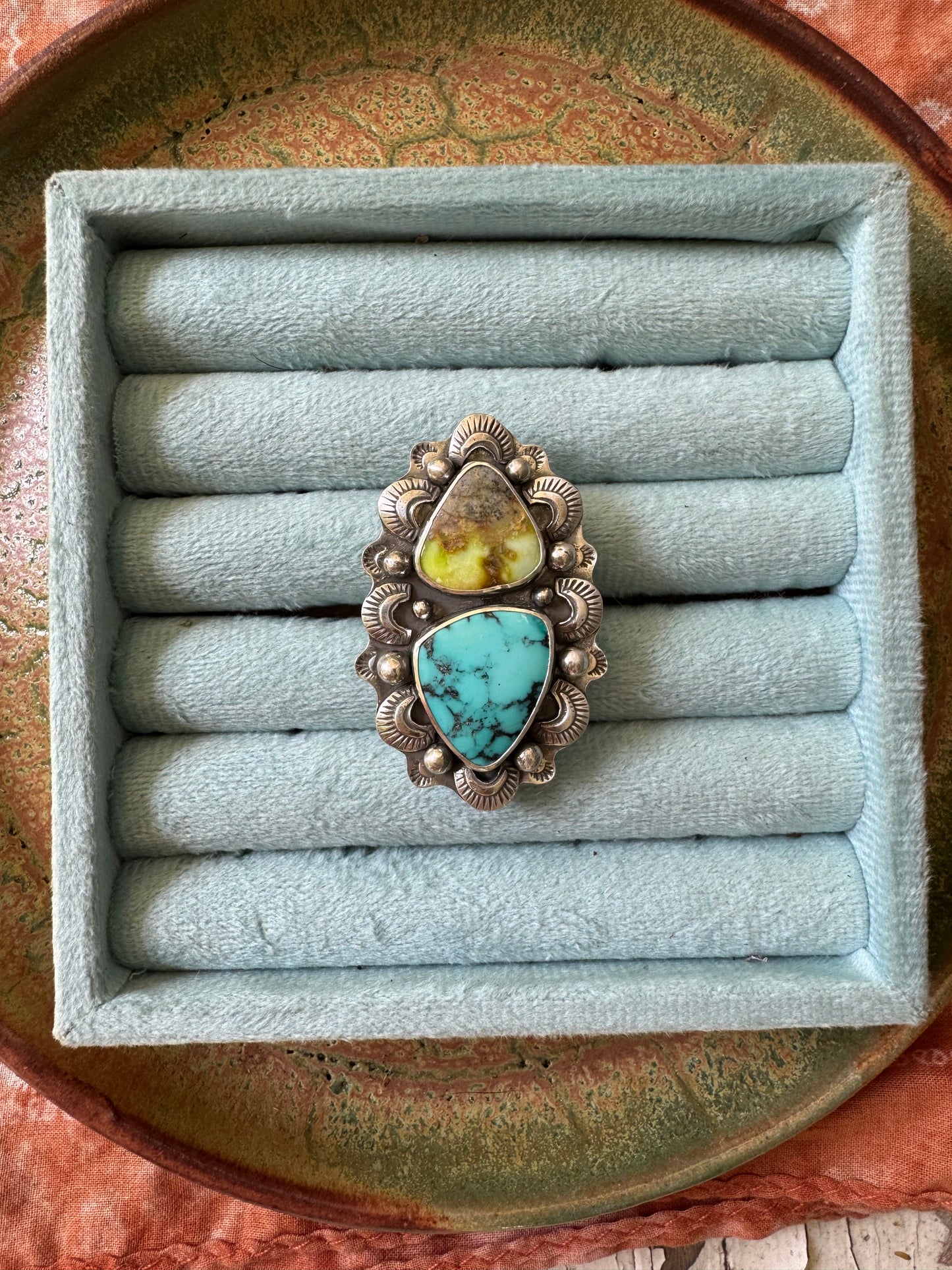 Palomino + Hubei Turquoise - Size 8, 9, 10 - adjustable