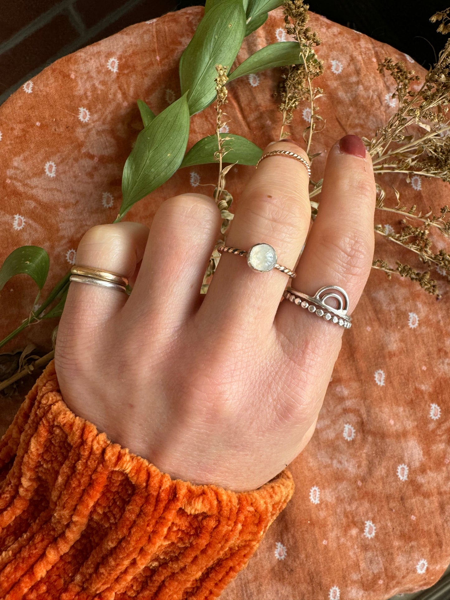 Moonstone Stacker Ring - Size 8