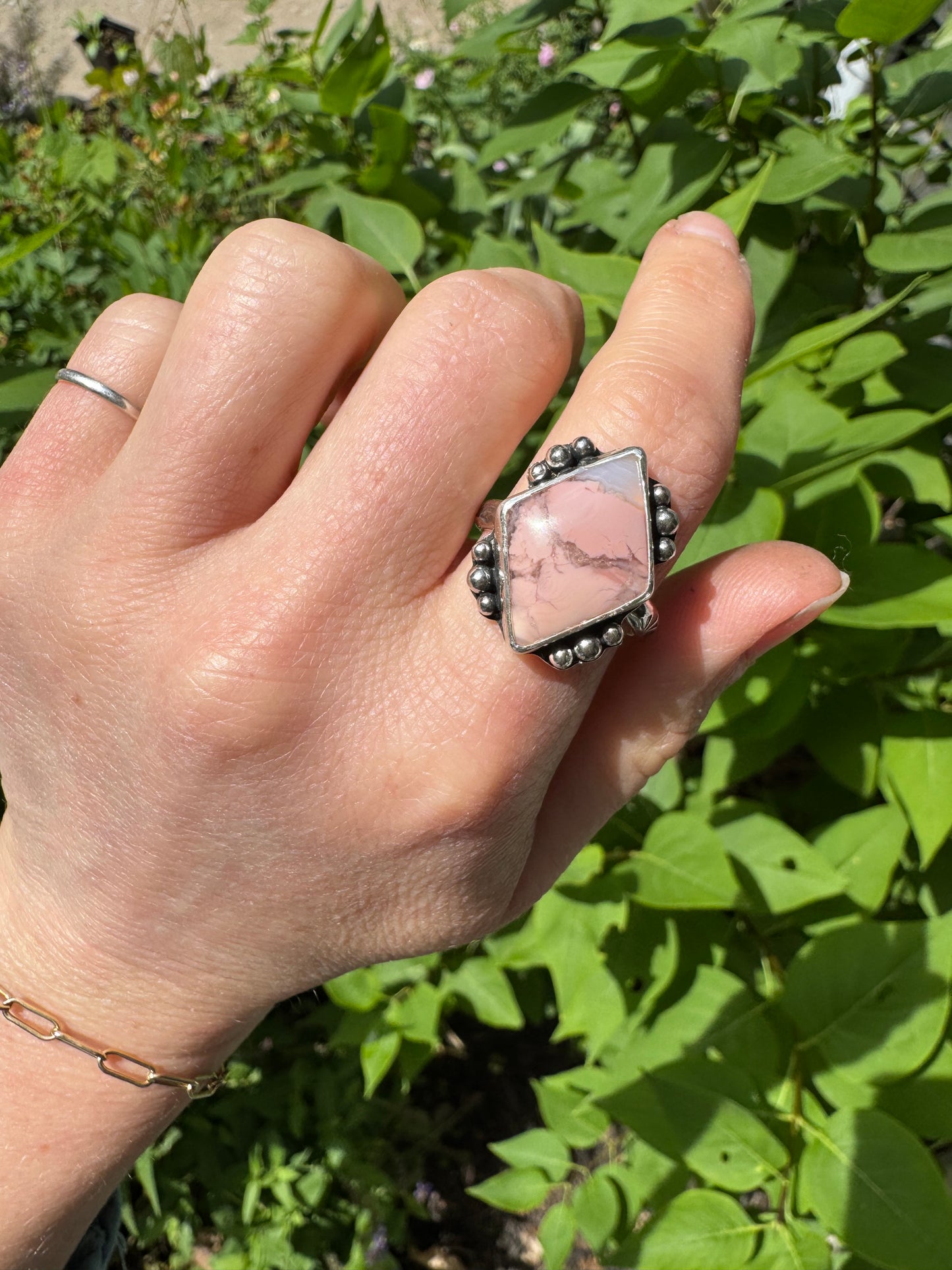 Cotton Candy Agate "waypoint" Ring - size 9