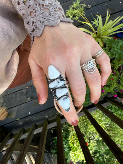 White Buffalo Four Stone Statement Ring - Size 7 3/4