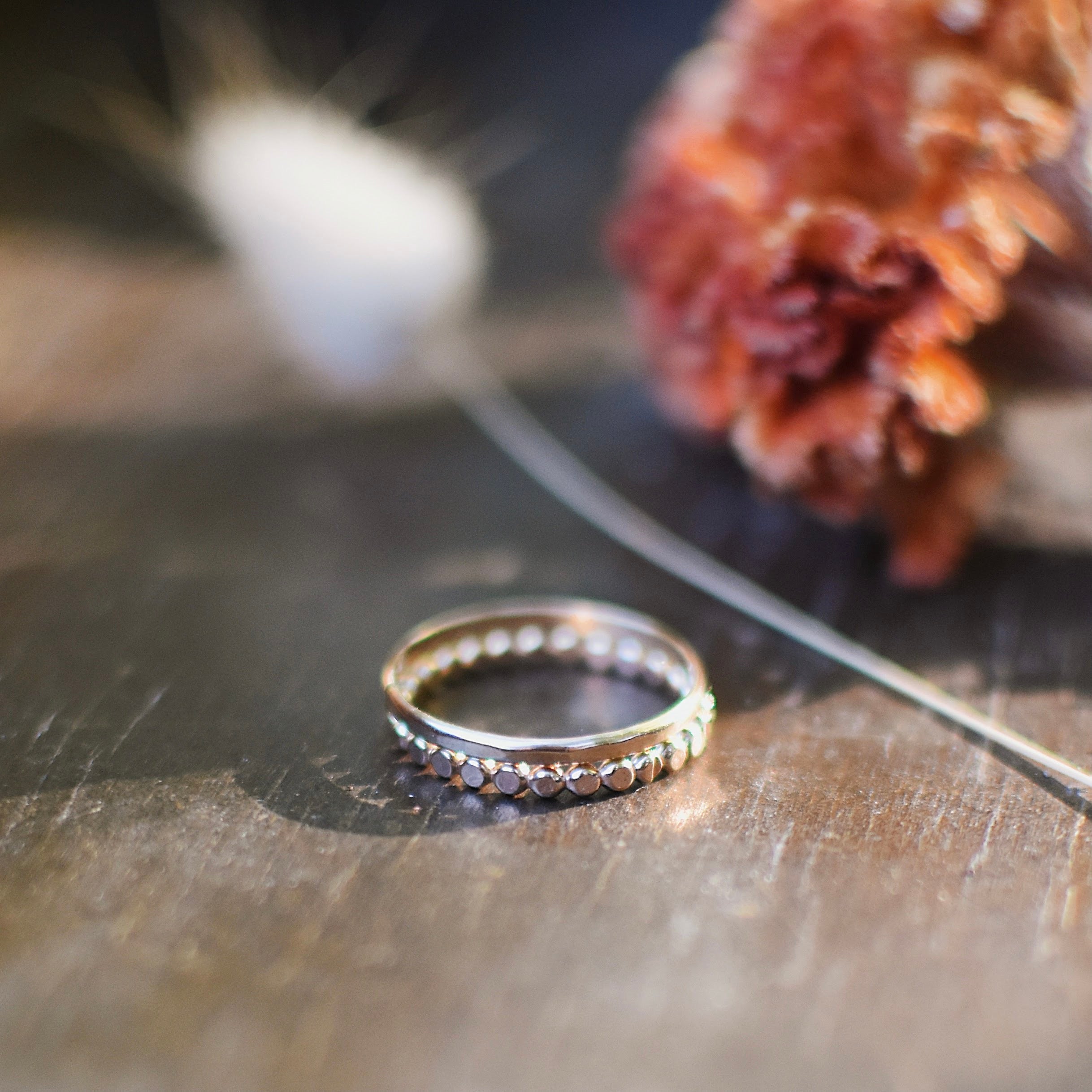 Pure Gold Line Disc Pure Gold Line - Hammered 14K Gold Stacker Ring – MNTN Meadow Jewelry Co
