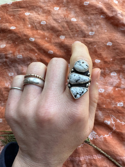 White Buffalo Statement Ring - Size 6 1/2