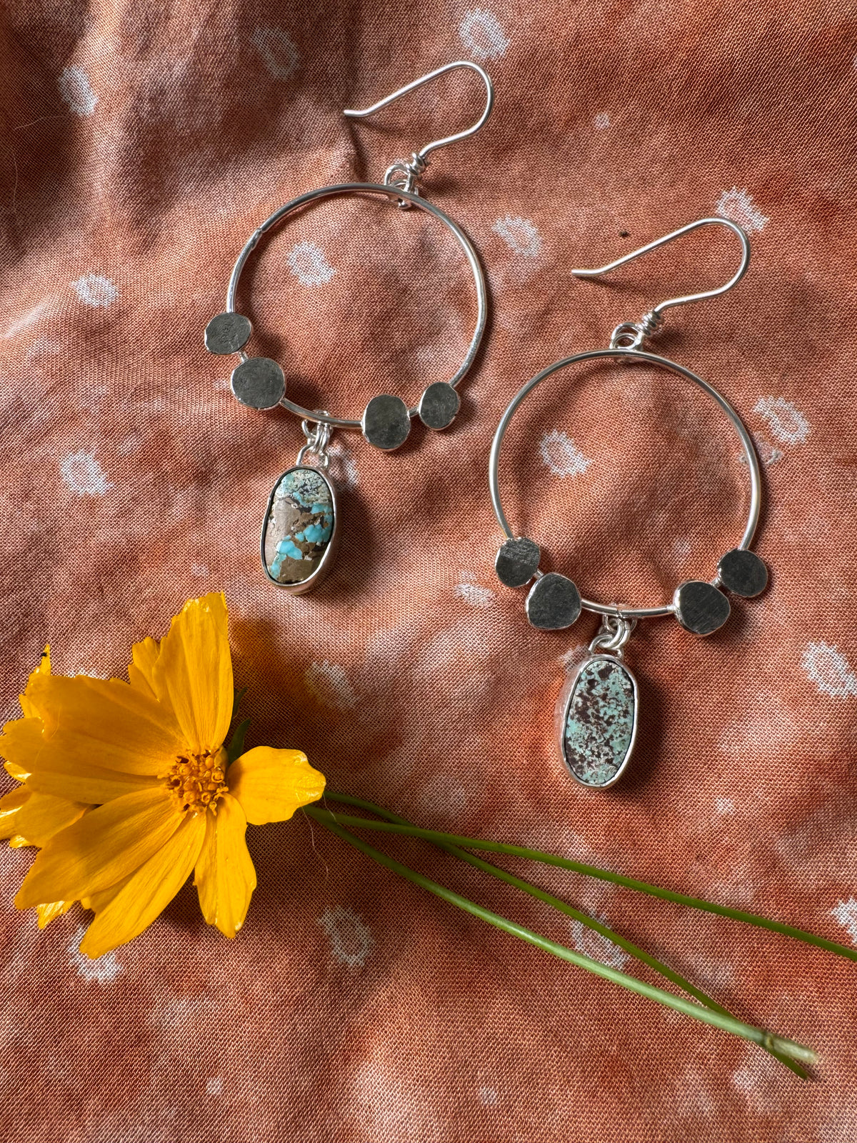 Dry Creek Turquoise "Boulder" Hoops no. 1