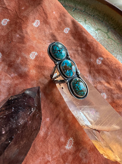 Triple Catalina Turquoise Ring - Size 8