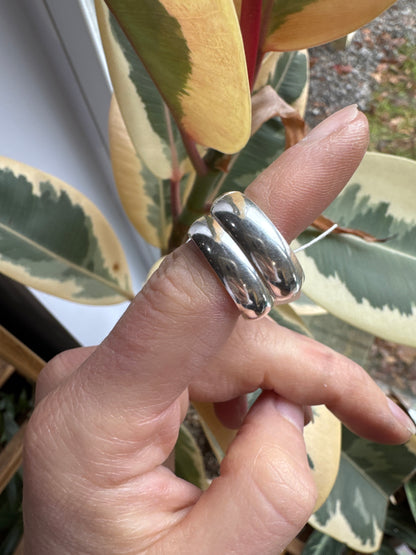 Wide band sterling silver ring - size 8