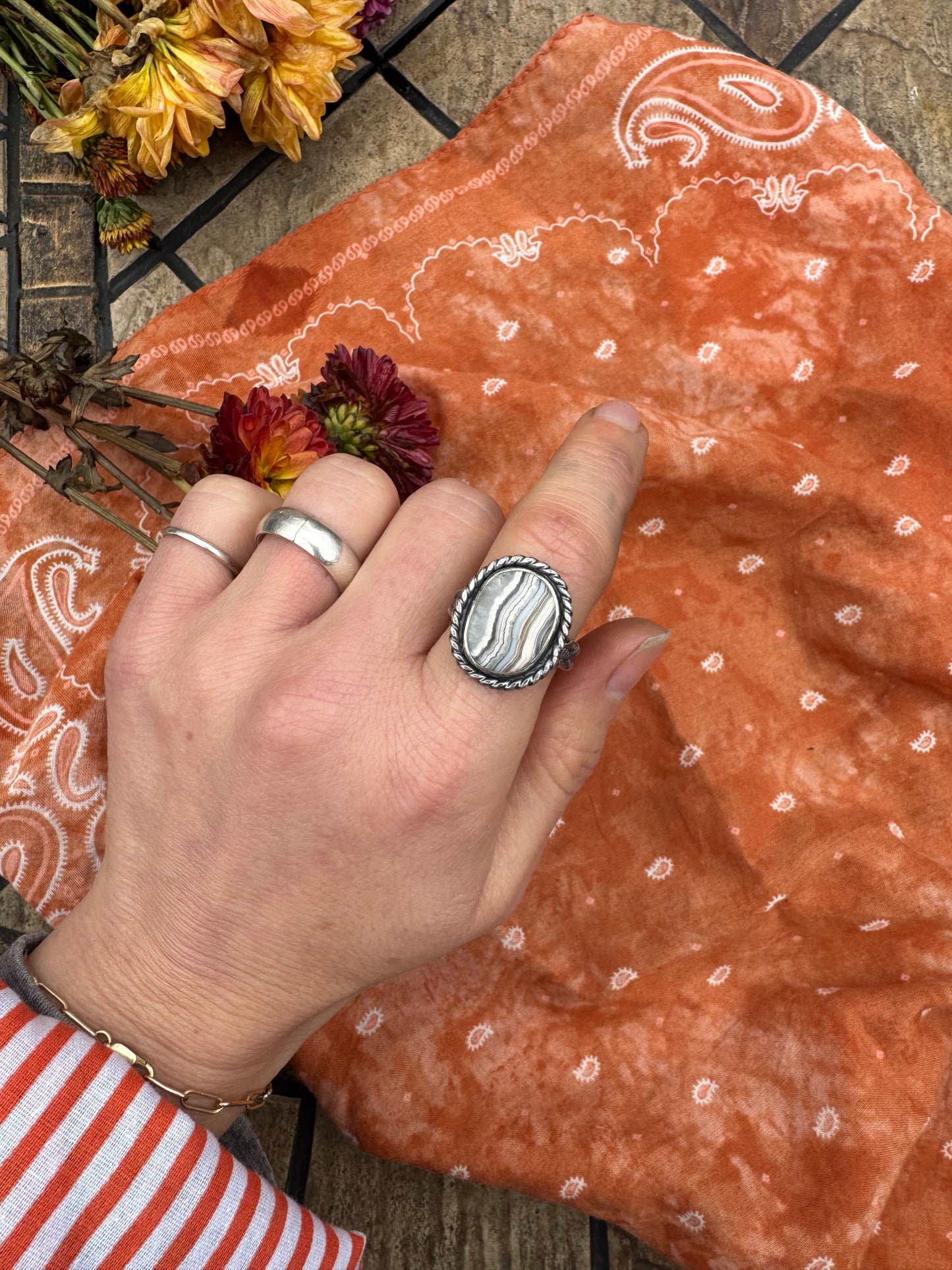 Lace Agate Ring - size 8 1/4
