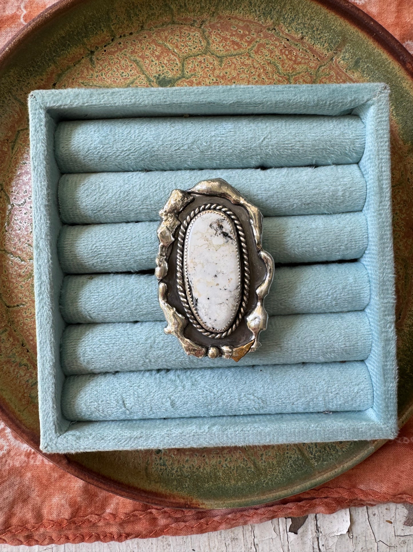 White Buffalo "Shasta" Ring - Size 7 1/2 to 9 - adjustable
