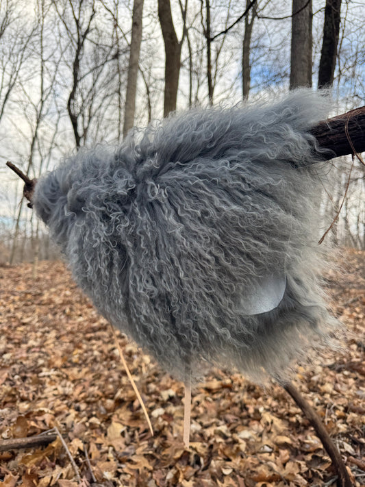 Grey Curly Wool Collar - Natural neck ties