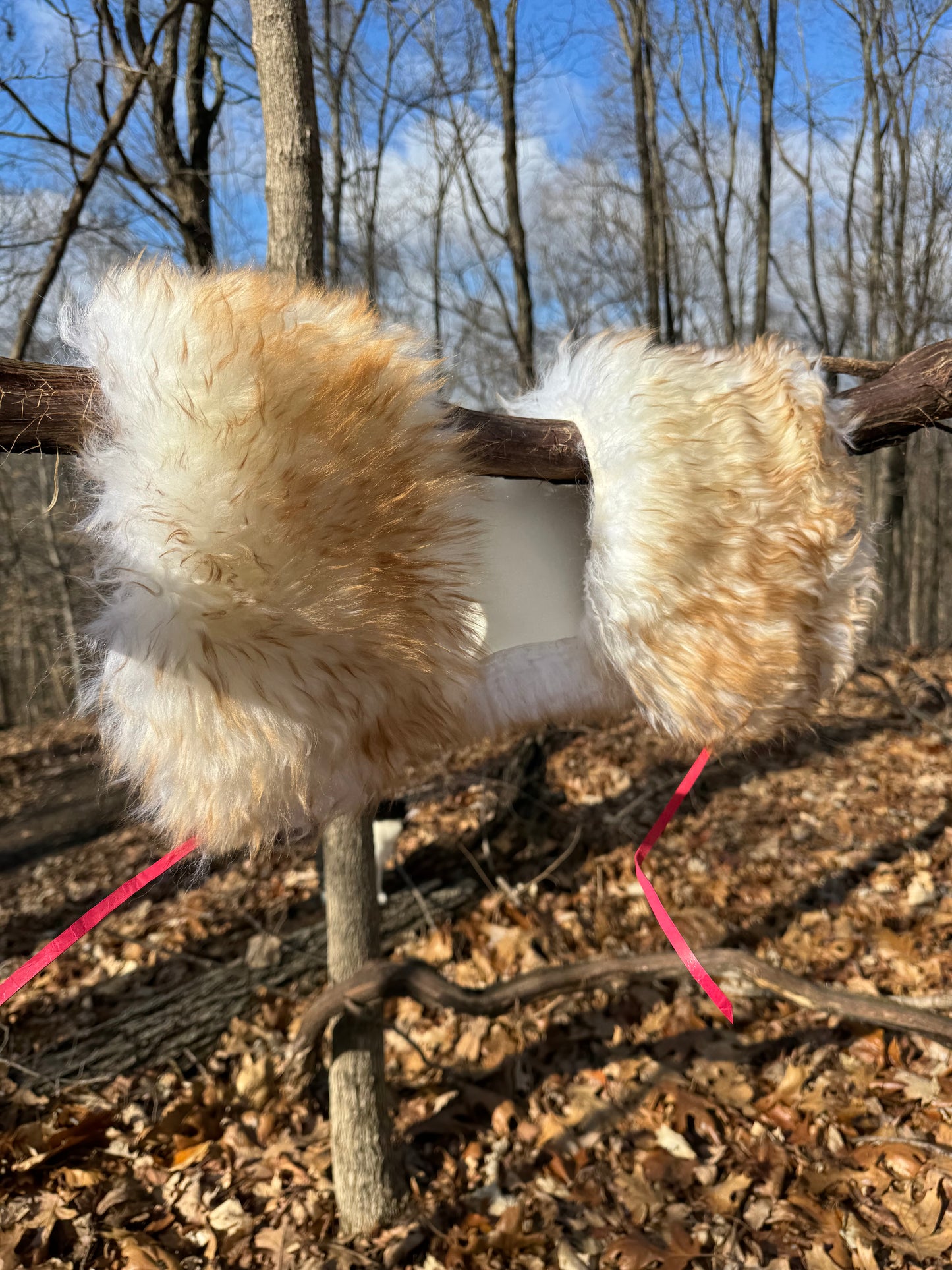 Cream Wool Collar - pink neck ties