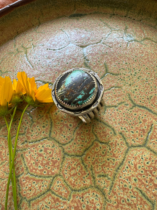 Black Jack Turquoise Ring - Size 8 1/2