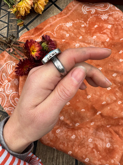 Turquoise "Sisters" ring - size 7 to 7 1/2