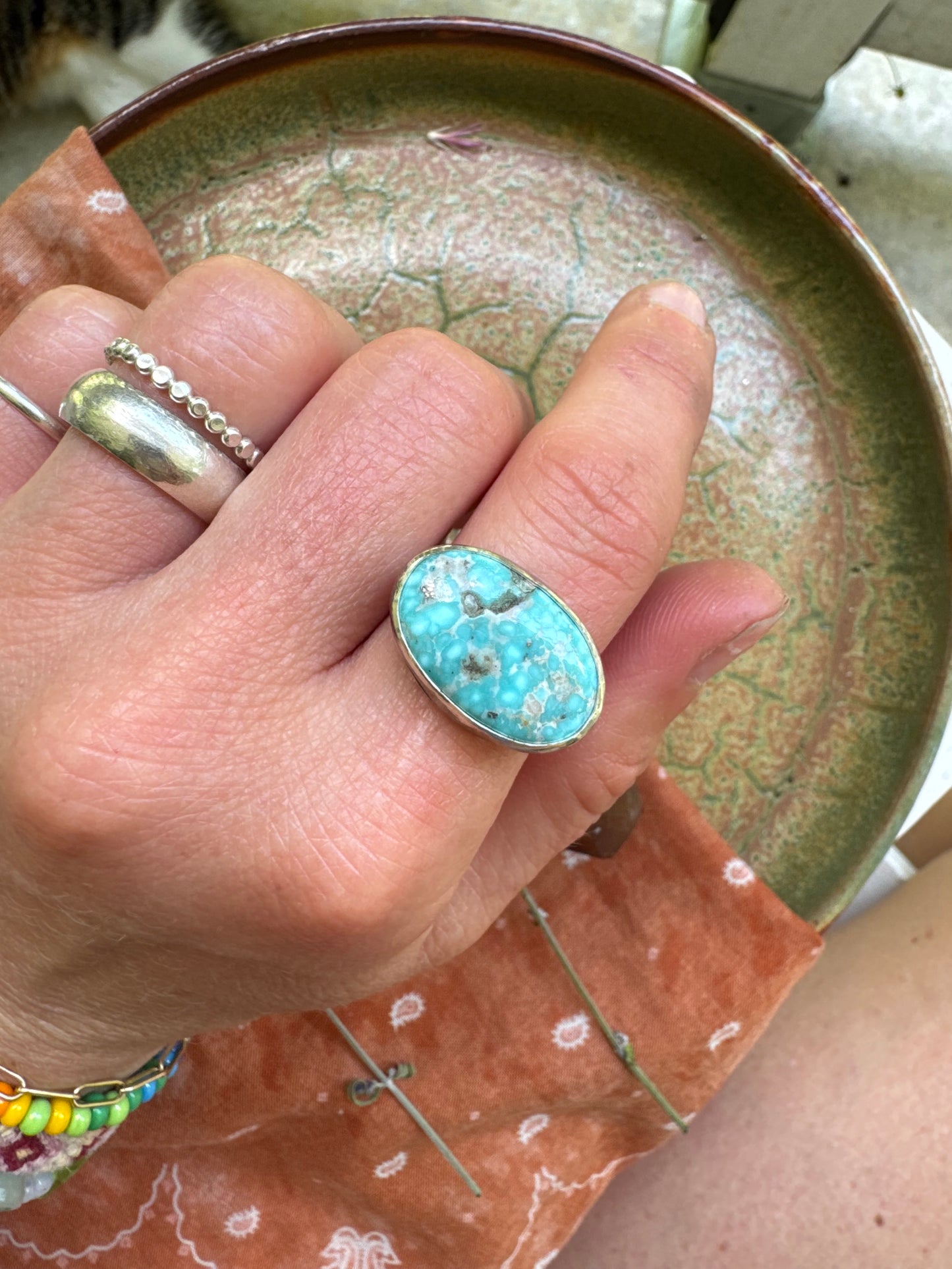 White Water Turquoise "Horizon" Ring - Size 9