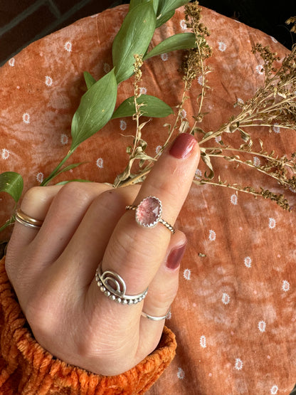 Strawberry Quartz Stacker Ring - Size 5 3/4