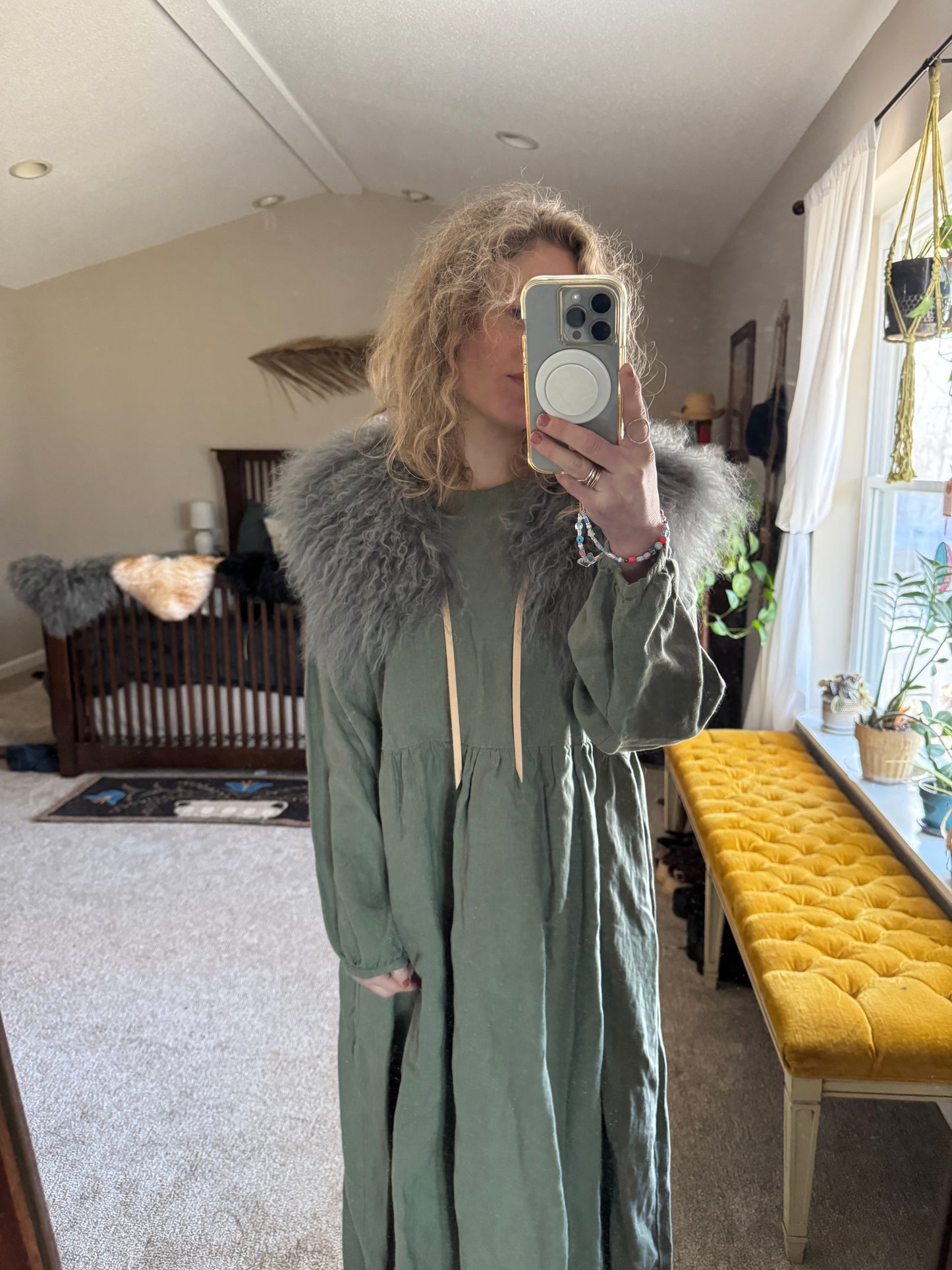 Grey Curly Wool Collar - Natural neck ties