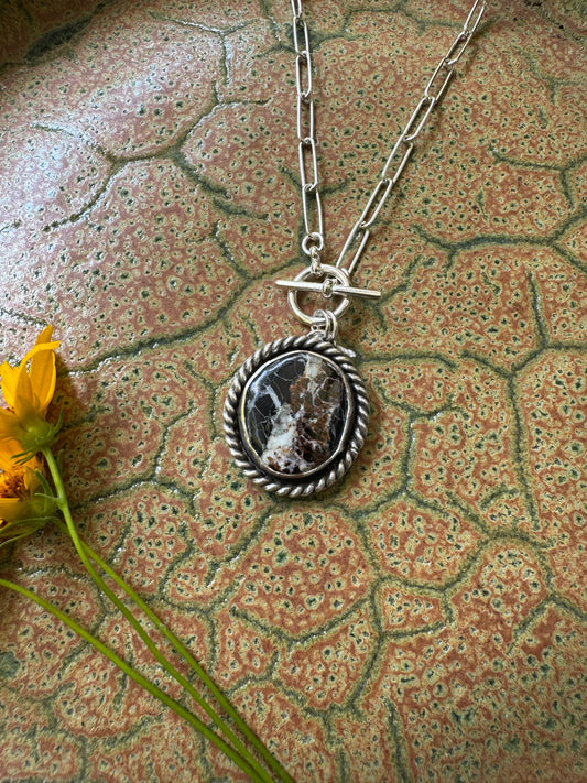 White Buffalo Turquoise Toggle Necklace