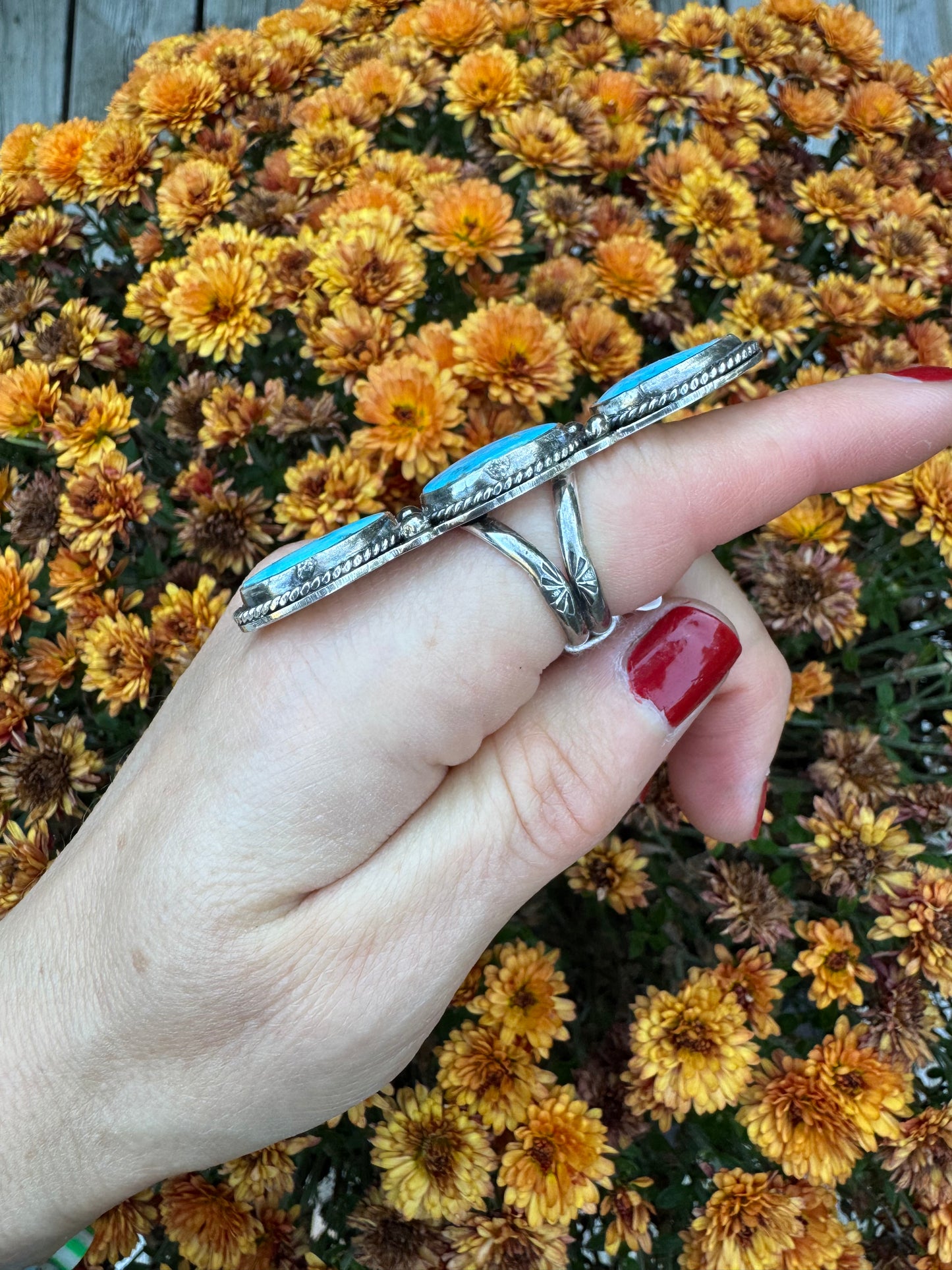 Kingman Turquoise Statement Ring - Size 6