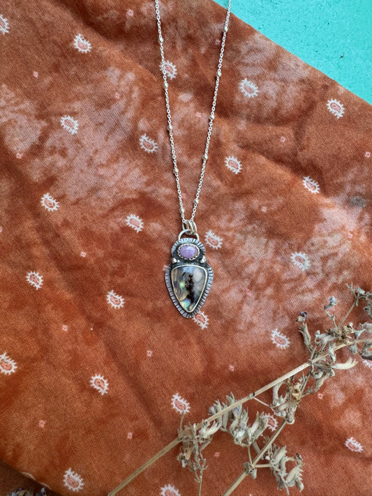MT Agate + Abalone + Phosphosiderite Talisman