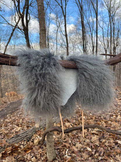 Grey Curly Wool Collar - Natural neck ties