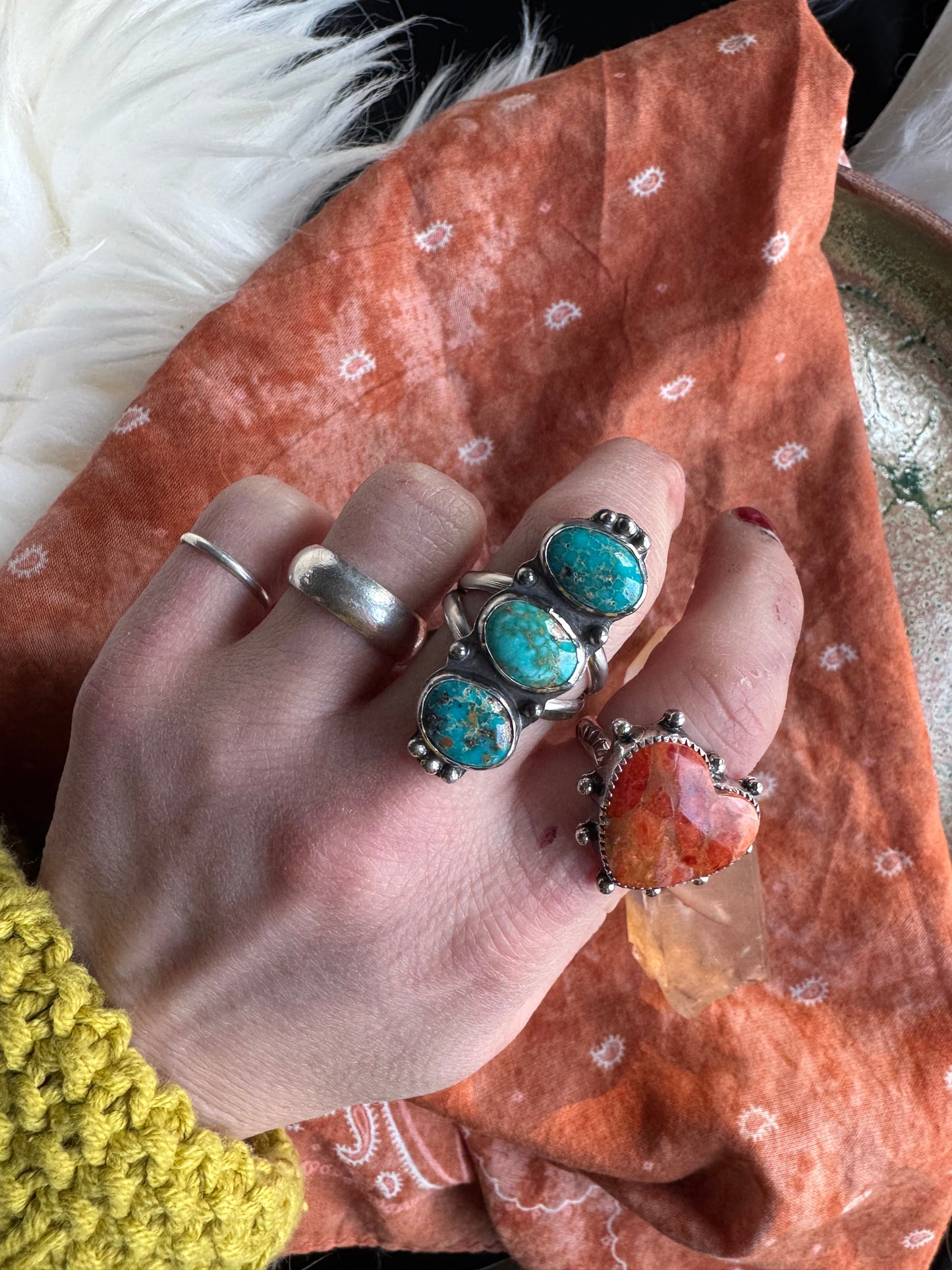 Triple Catalina Turquoise Ring - Size 9
