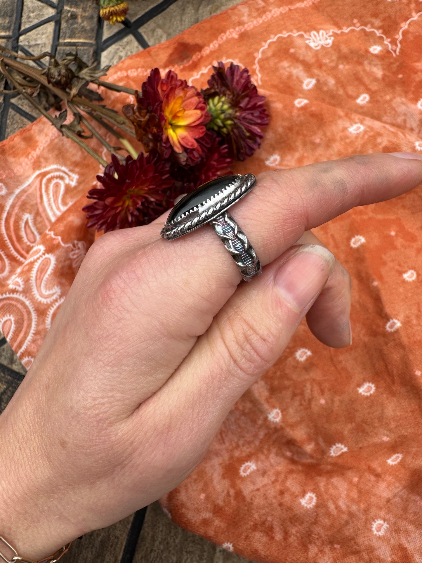 Black Onyx ring - size 6 1/2