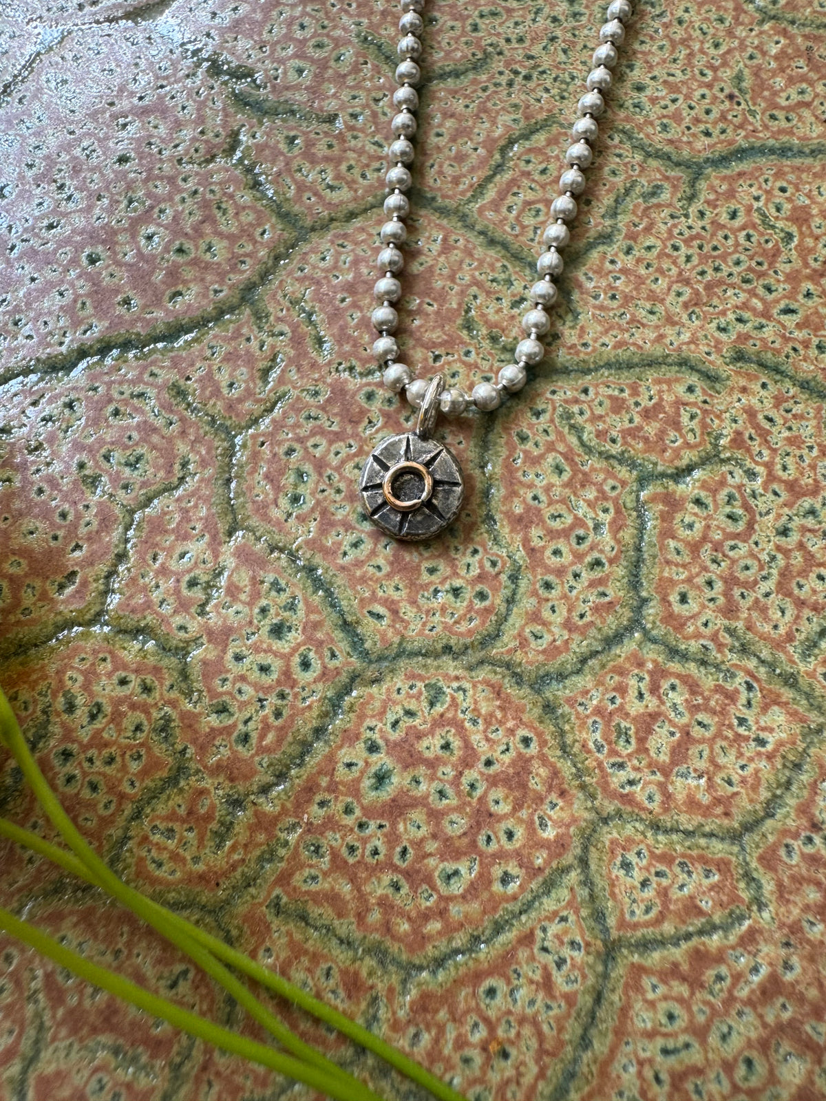 Mini Eclipse Medallion Talisman on large bead chain