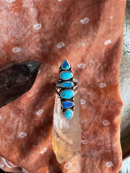 6 Stone Statement Ring - Size 7 1/2