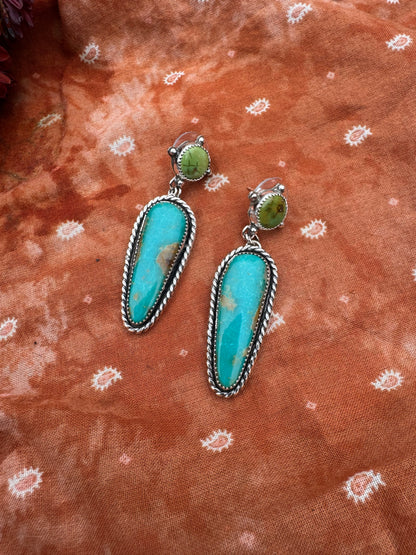 Green and Blue Turquoise statement earrings