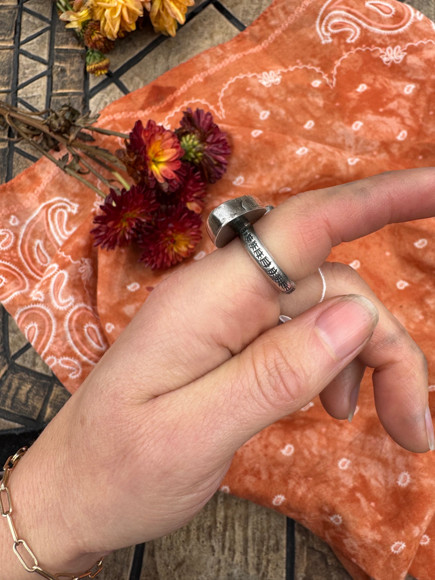 Turquoise "Sisters" ring - size 6 1/2 to 7