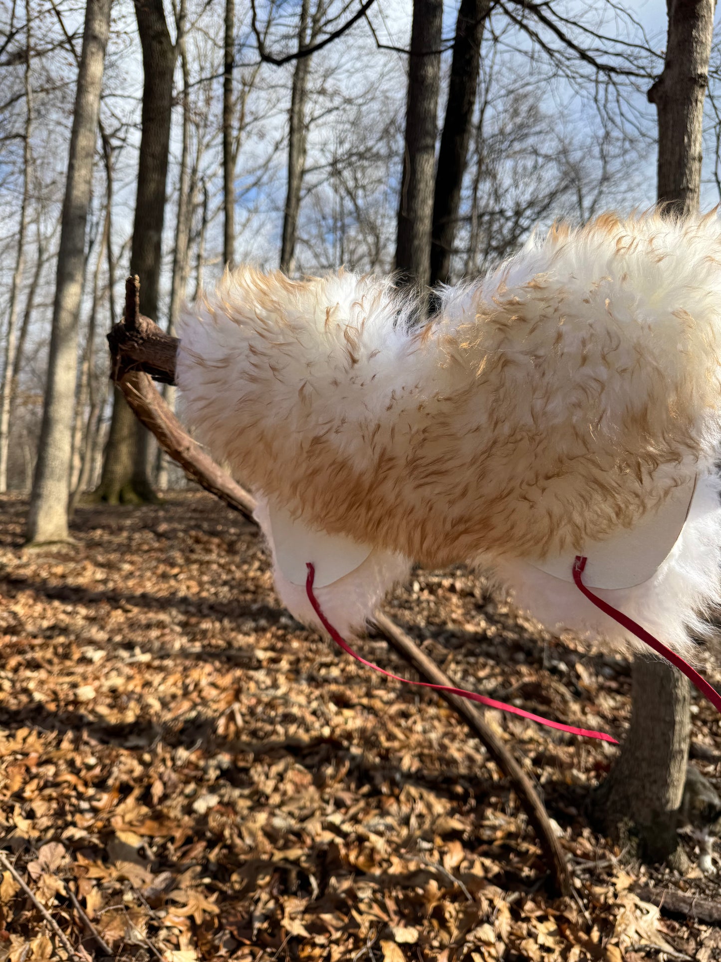Cream Wool Collar - pink neck ties