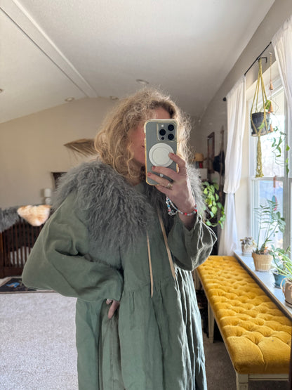 Grey Curly Wool Collar - Natural neck ties