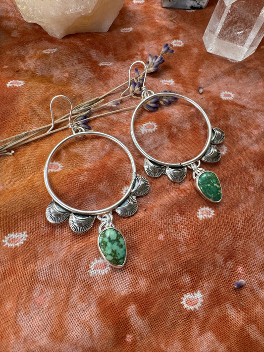 Sonoran Gold Turquoise "Monument" Hoops